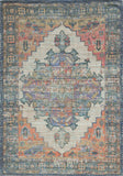 2' X 4' Blue and Ivory Medallion Hand Woven Distressed Area Rug - Homeroots