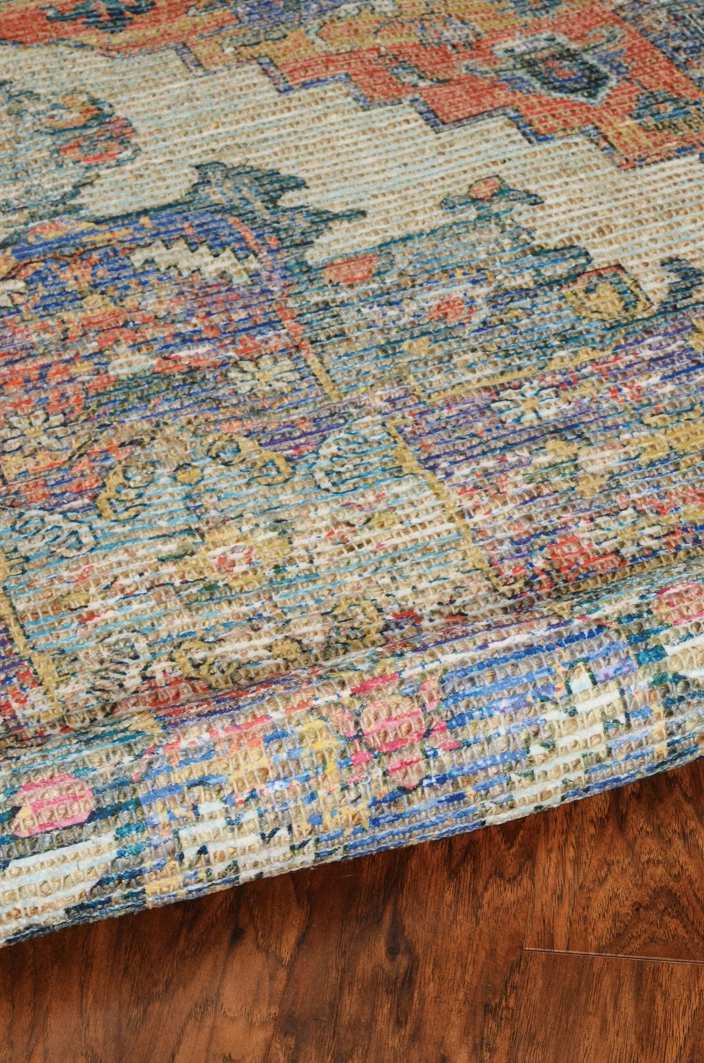 2' X 4' Blue and Ivory Medallion Hand Woven Distressed Area Rug - Homeroots - Flyclothing LLC