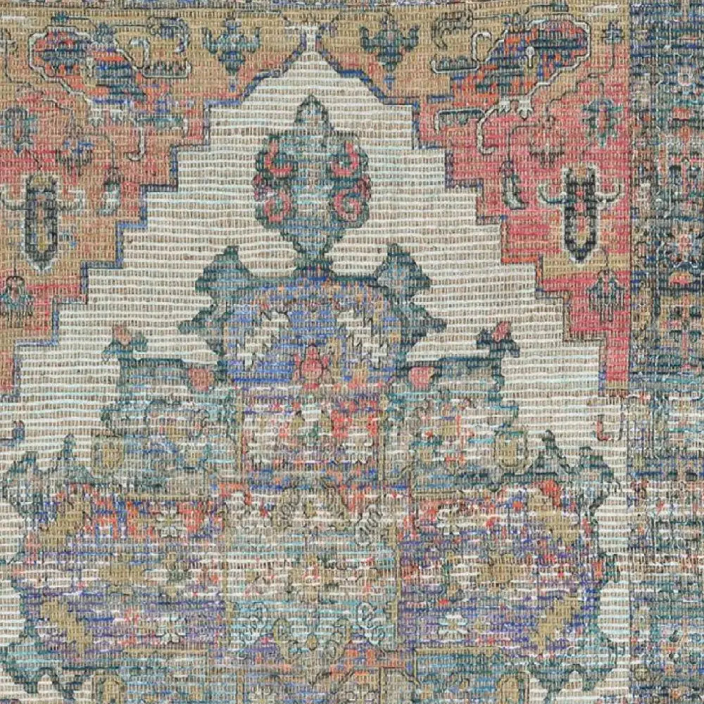 2' X 4' Blue and Ivory Medallion Hand Woven Distressed Area Rug - Homeroots - Flyclothing LLC