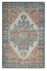 5' X 7' Orange Medallion Hand Woven Distressed Area Rug - Homeroots - Flyclothing LLC