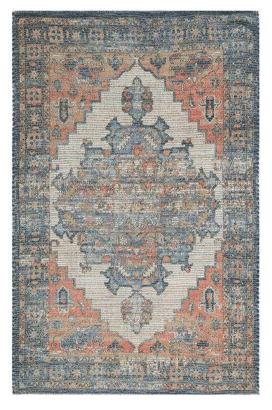 5' X 7' Orange Medallion Hand Woven Distressed Area Rug - Homeroots - Flyclothing LLC