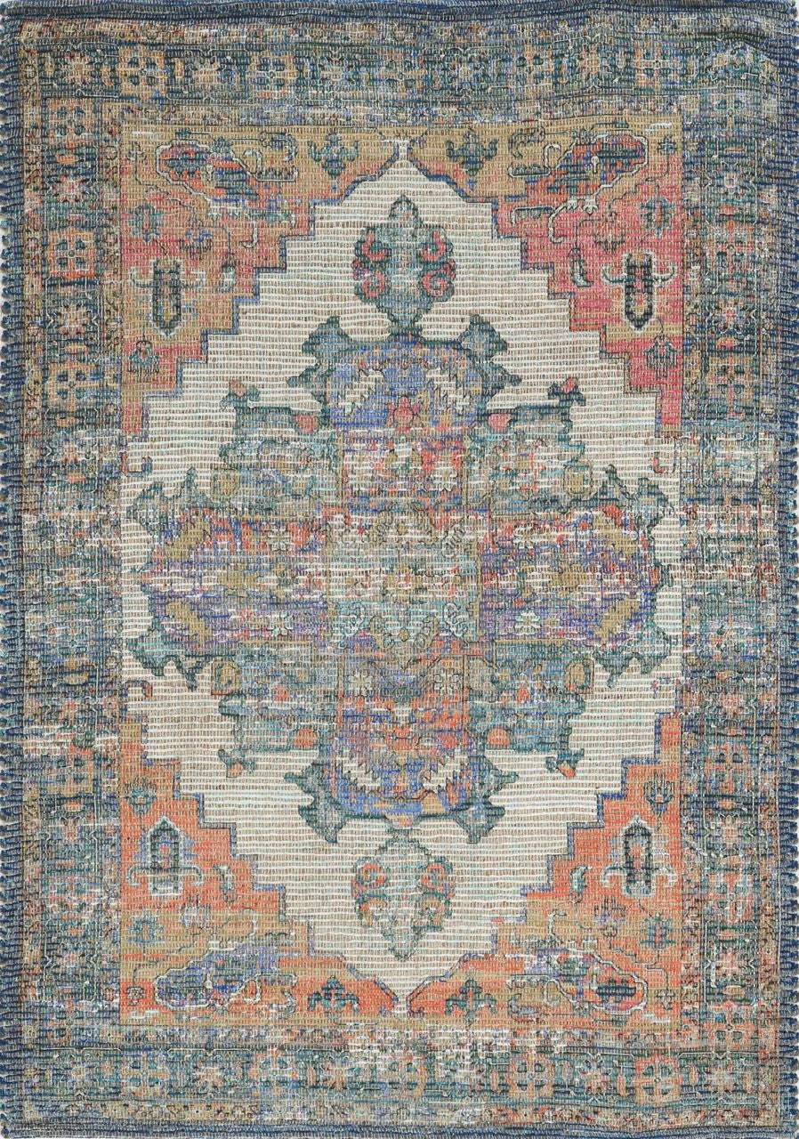 5' X 7' Orange Medallion Hand Woven Distressed Area Rug - Homeroots - Flyclothing LLC