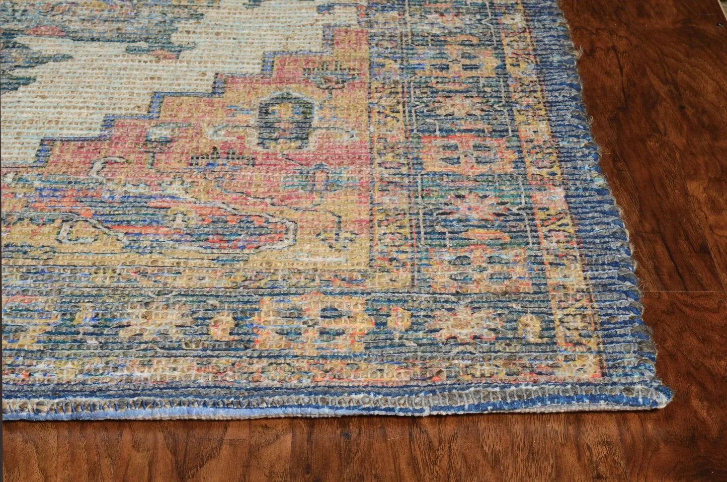 5' X 7' Orange Medallion Hand Woven Distressed Area Rug - Homeroots - Flyclothing LLC