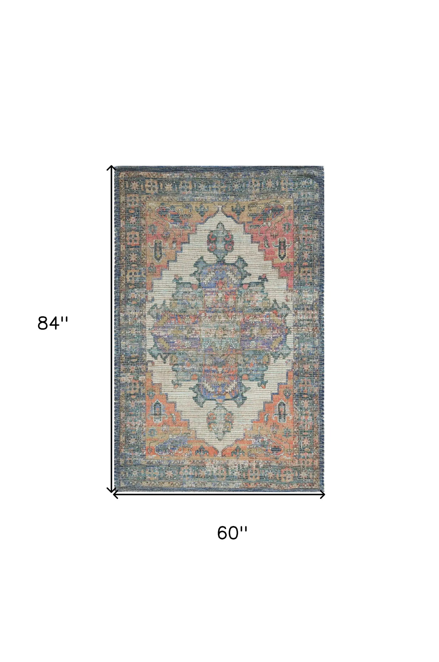 5' X 7' Orange Medallion Hand Woven Distressed Area Rug - Homeroots - Flyclothing LLC
