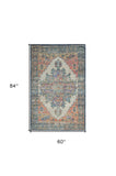 5' X 7' Orange Medallion Hand Woven Distressed Area Rug - Homeroots