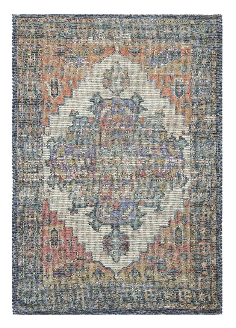 8' X 10' Blue Orange Hand Woven Diamond Medallion Indoor Area Rug - Homeroots - Flyclothing LLC