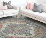 8' X 10' Blue Orange Hand Woven Diamond Medallion Indoor Area Rug - Homeroots - Flyclothing LLC