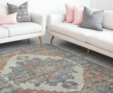 8' X 10' Blue Orange Hand Woven Diamond Medallion Indoor Area Rug - Homeroots