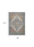 8' X 10' Blue Orange Hand Woven Diamond Medallion Indoor Area Rug - Homeroots
