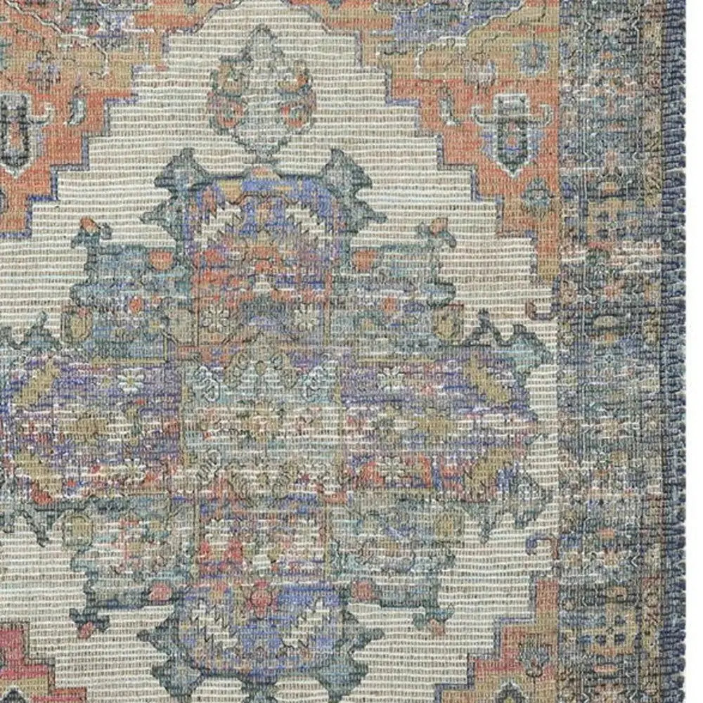 8' X 10' Blue Orange Hand Woven Diamond Medallion Indoor Area Rug - Homeroots - Flyclothing LLC
