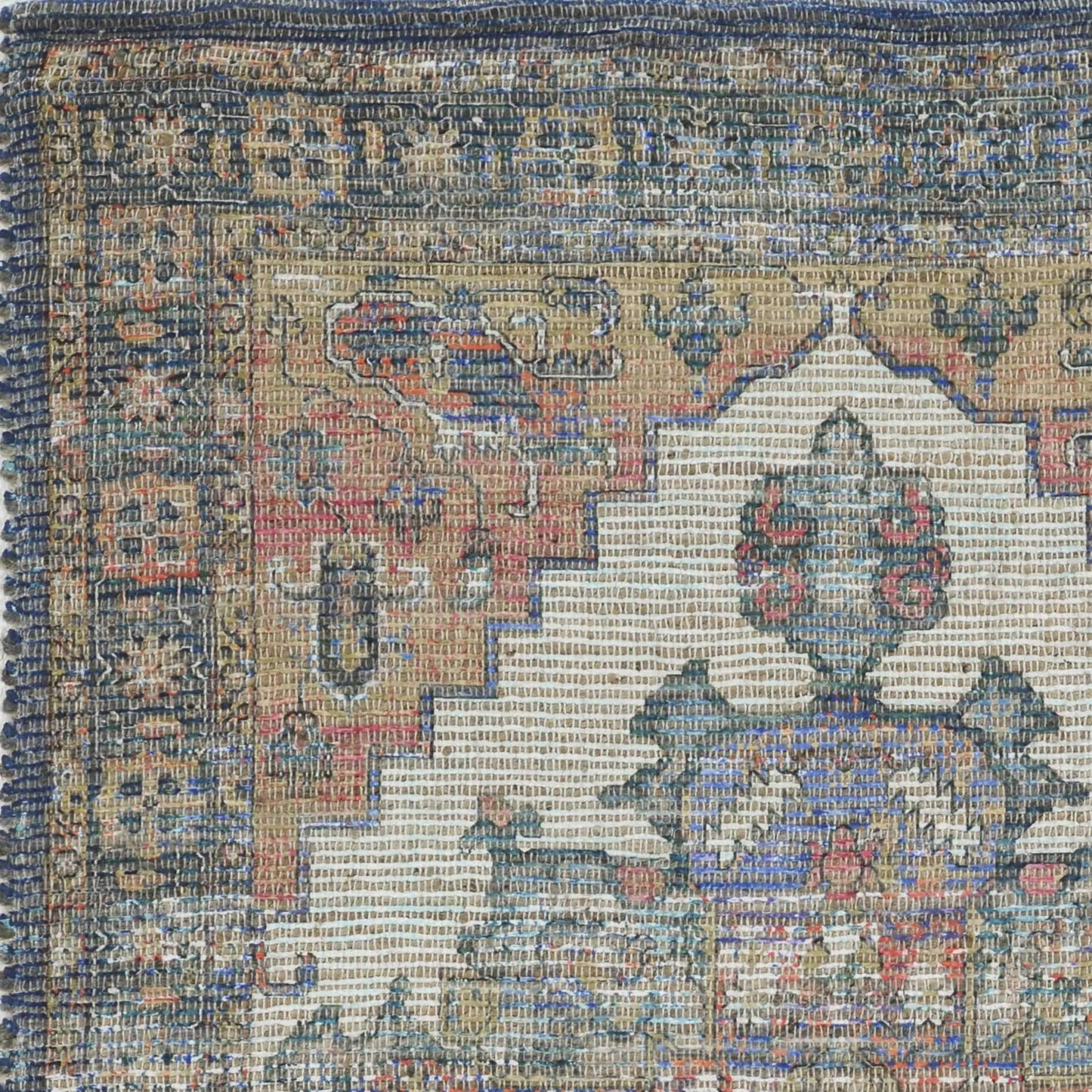 7' X 12' Blue Orange Hand Woven Traditional Medallion Indoor Area Rug - Homeroots - Flyclothing LLC