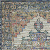 7' X 12' Blue Orange Hand Woven Traditional Medallion Indoor Area Rug - Homeroots