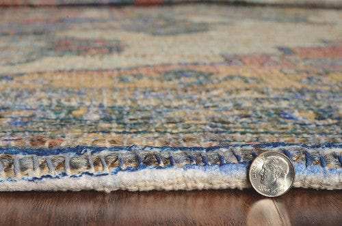 7' X 12' Blue Orange Hand Woven Traditional Medallion Indoor Area Rug - Homeroots - Flyclothing LLC