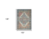7' X 12' Blue Orange Hand Woven Traditional Medallion Indoor Area Rug - Homeroots