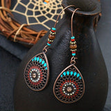 Alloy Oil Drip Beaded Teardrop Earrings - Trendsi