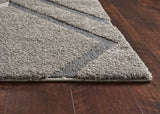 3' X 5' Gray Ivory and Teal Geometric Shag Area Rug - Homeroots - Flyclothing LLC