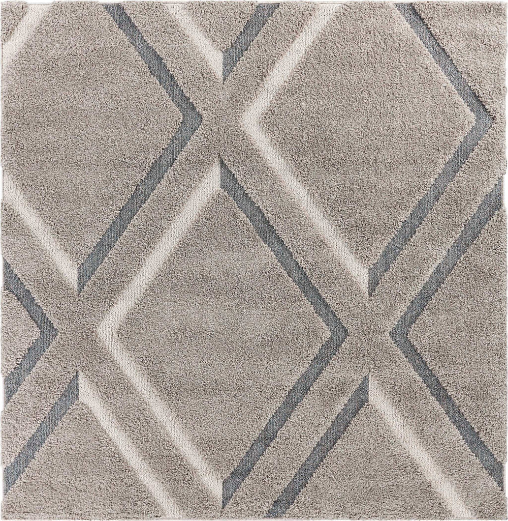 3' X 5' Gray Ivory and Teal Geometric Shag Area Rug - Homeroots - Flyclothing LLC