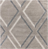 3' X 5' Gray Ivory and Teal Geometric Shag Area Rug - Homeroots