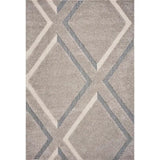 3' X 5' Gray Ivory and Teal Geometric Shag Area Rug - Homeroots