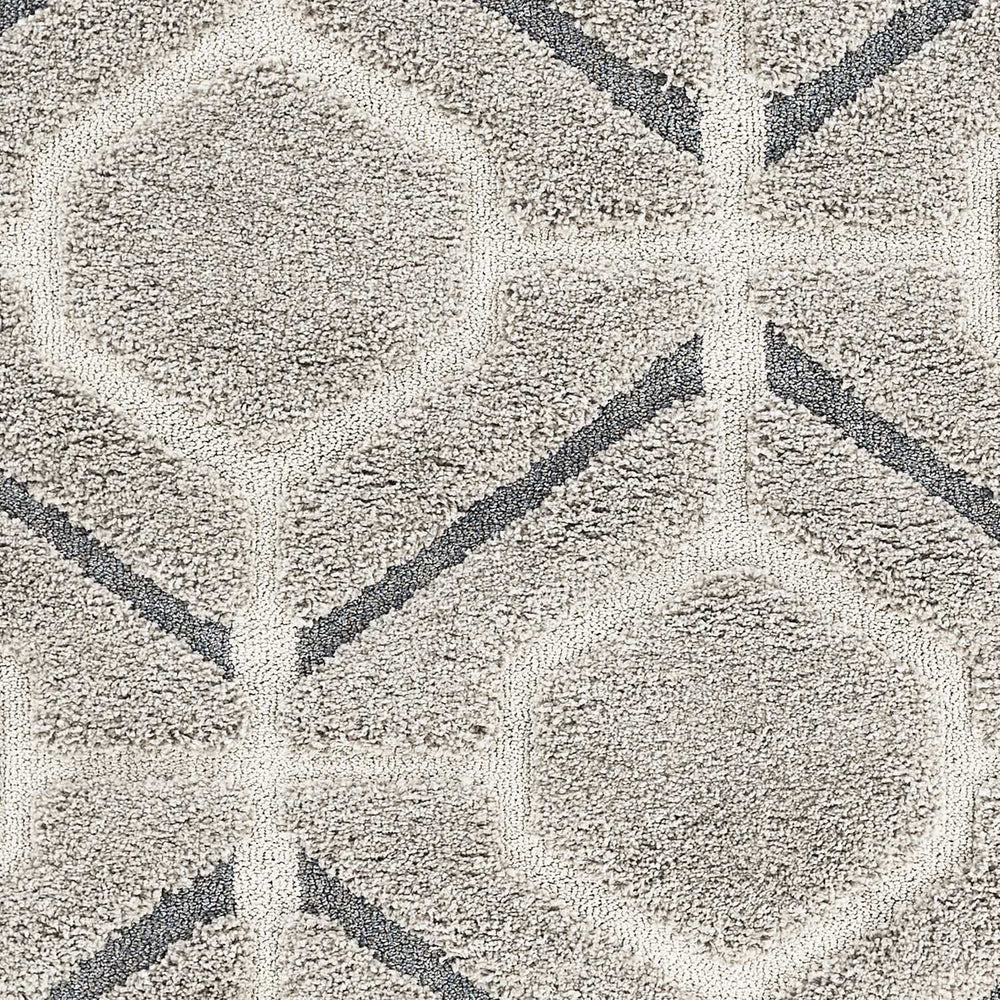 3' X 5' Gray Dark Gray/Teal and Ivory Geometric Shag Area Rug - Homeroots - Flyclothing LLC
