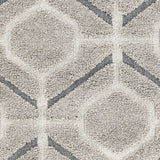 3' X 5' Gray Dark Gray/Teal and Ivory Geometric Shag Area Rug - Homeroots - Flyclothing LLC