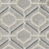 3' X 5' Gray Dark Gray/Teal and Ivory Geometric Shag Area Rug - Homeroots - Flyclothing LLC