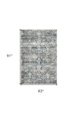 5' X 8' Teal Floral Area Rug - Homeroots