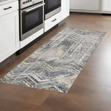 8' Grey Machine Woven Distressed Chevron Indoor Runner Rug - Homeroots - Flyclothing LLC