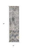 8' Grey Machine Woven Distressed Chevron Indoor Runner Rug - Homeroots - Flyclothing LLC