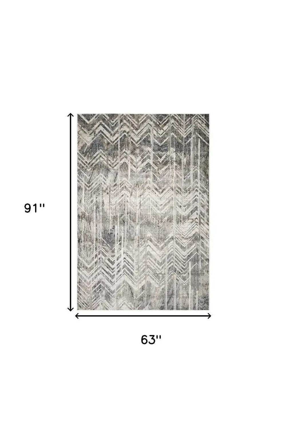 5' X 8' Gray Chevron Area Rug - Homeroots - Flyclothing LLC