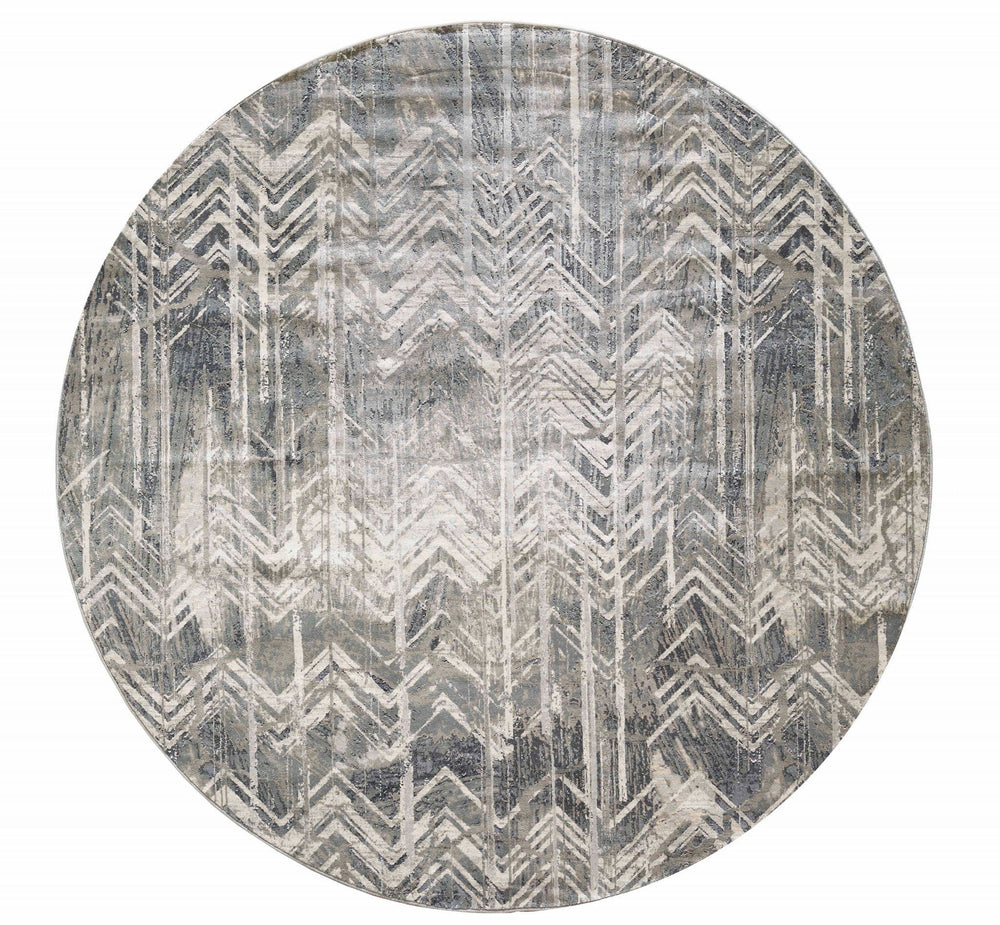 8' X 8' Gray Chevron Area Rug - Homeroots