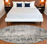 8' X 8' Gray Chevron Area Rug - Homeroots