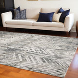 9' X 13' Gray Chevron Area Rug - Homeroots