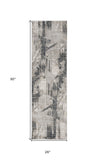 8' Grey Machine Woven Abstract Geometric Indoor Runner Rug - Homeroots