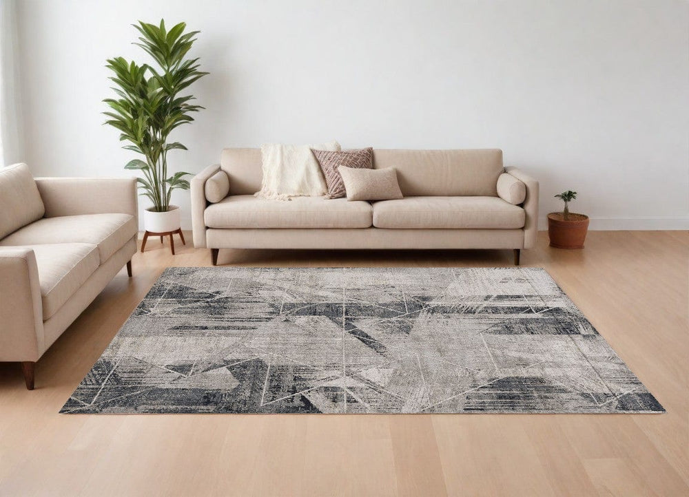 8' X 11' Gray Abstract Area Rug - Homeroots