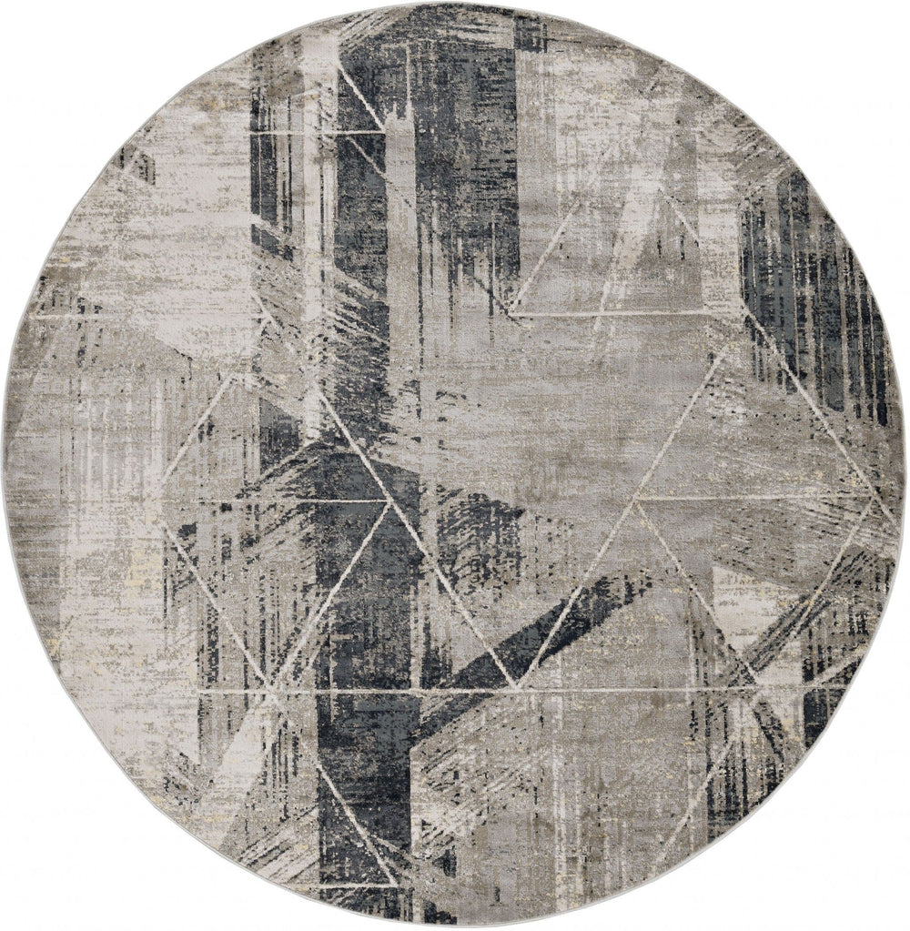 8' X 8' Gray Geometric Area Rug - Homeroots