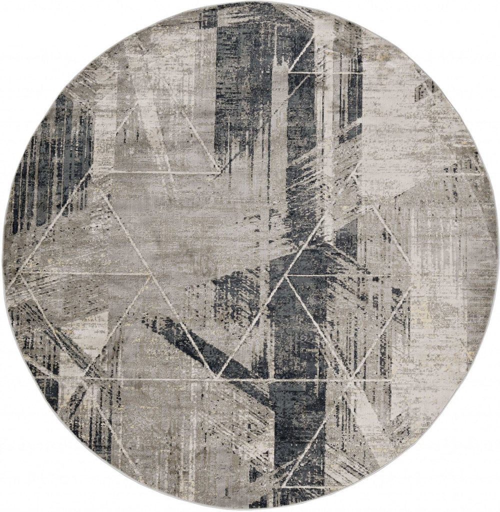 8' X 8' Gray Geometric Area Rug - Homeroots - Flyclothing LLC