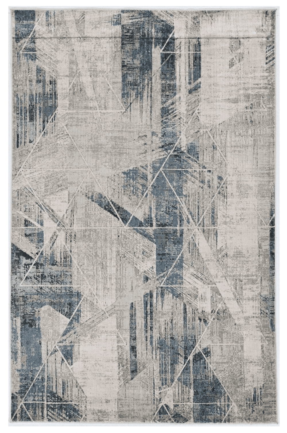 3' X 5' Blue and Gray Abstract Geometric Area Rug - Homeroots - Flyclothing LLC