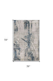 3' X 5' Blue and Gray Abstract Geometric Area Rug - Homeroots