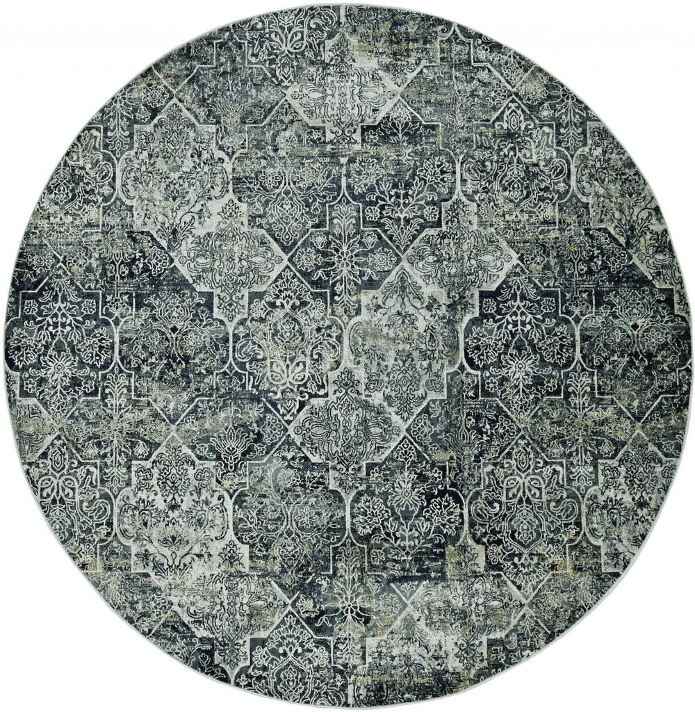 8' Gray Quatrefoil Area Rug - Homeroots - Flyclothing LLC