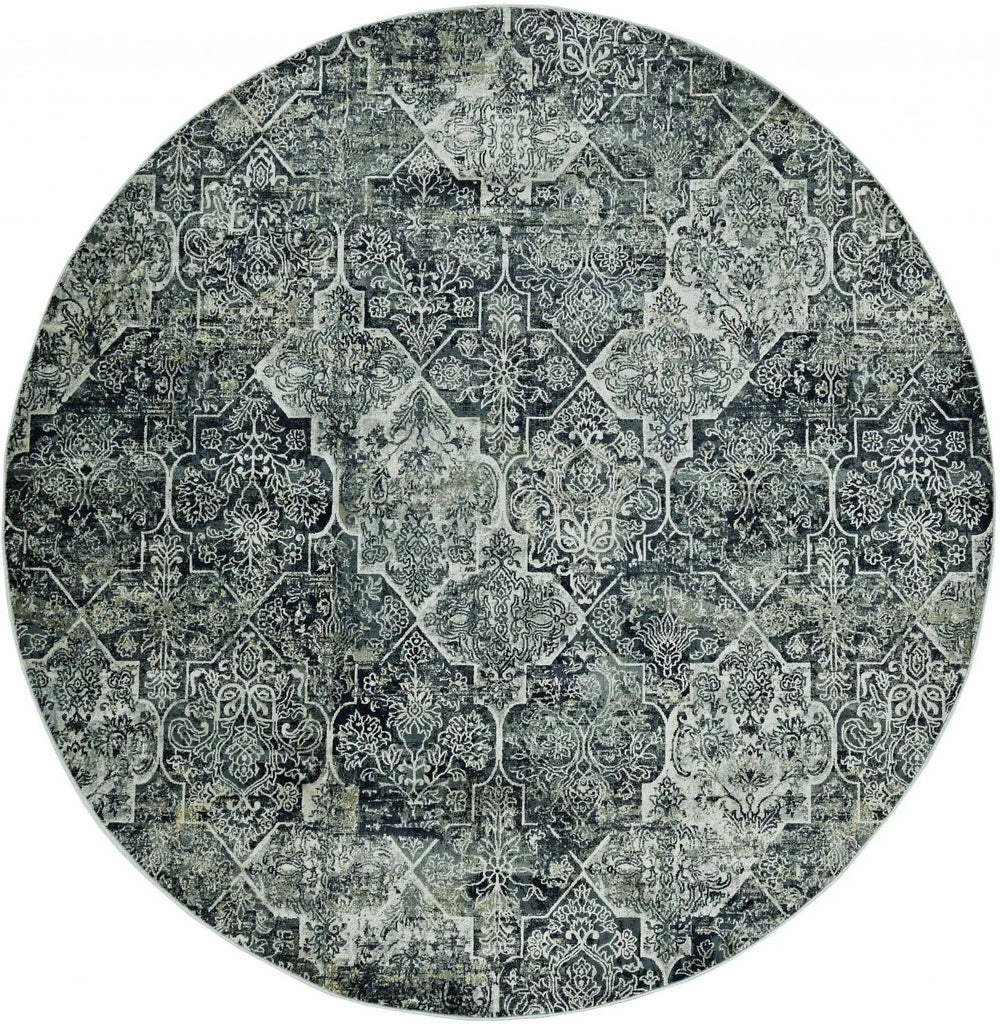 8' Gray Quatrefoil Area Rug - Homeroots - Flyclothing LLC