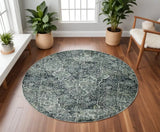 8' Gray Quatrefoil Area Rug - Homeroots