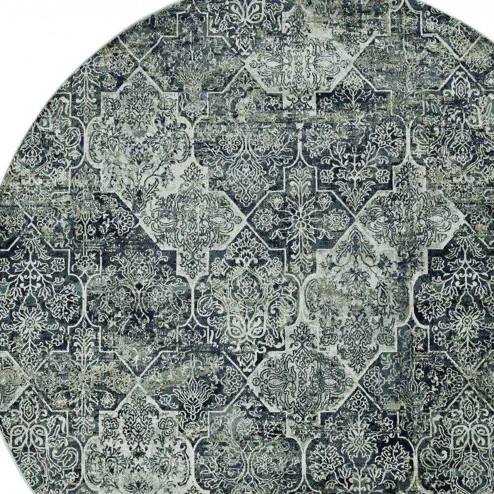 8' Gray Quatrefoil Area Rug - Homeroots - Flyclothing LLC
