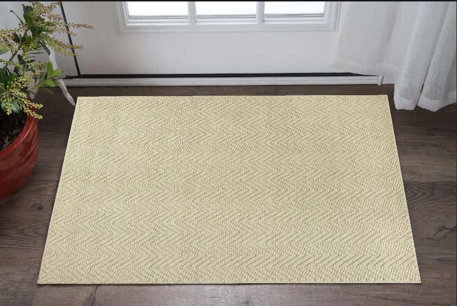 2' X 4' Ivory Chevron Hand Woven Area Rug - Homeroots - Flyclothing LLC