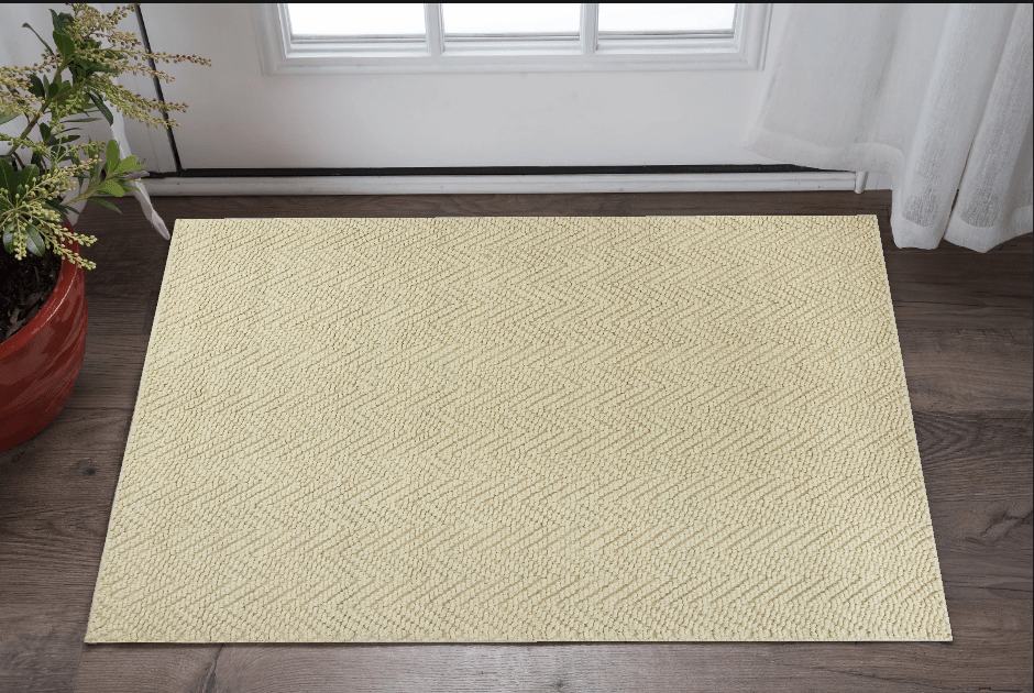 2' X 4' Ivory Chevron Hand Woven Area Rug - Homeroots