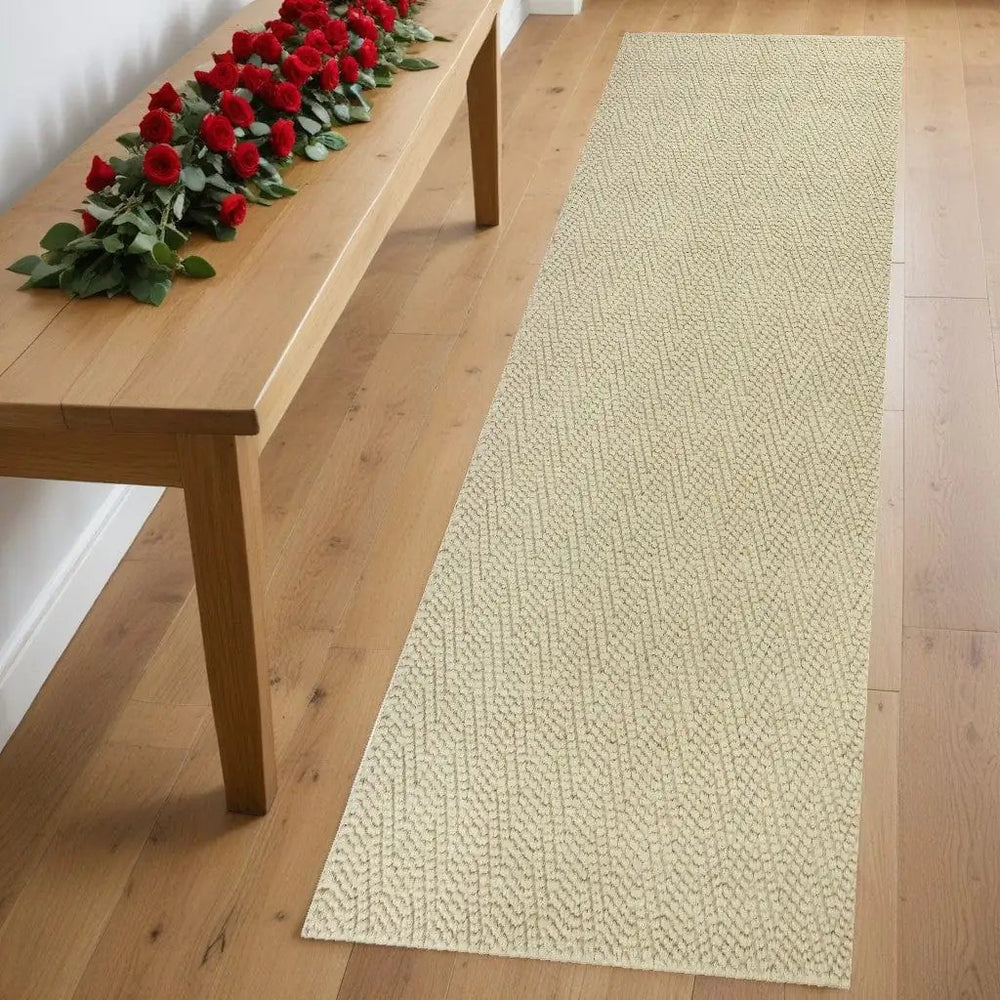 7' Ivory Chevron Hand Woven Area Rug - Homeroots