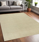 5' X 8' Ivory Chevron Hand Woven Area Rug - Homeroots