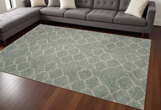 8' X 11' Gray and Beige Abstract Shag Area Rug - Homeroots - Flyclothing LLC