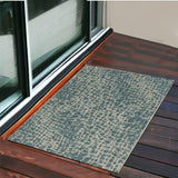 3' X 4' Teal Blue Abstract Indoor Outdoor Area Rug - Homeroots