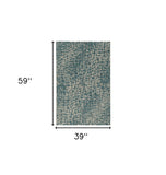3' X 5' Teal Blue Abstract Indoor Outdoor Area Rug
